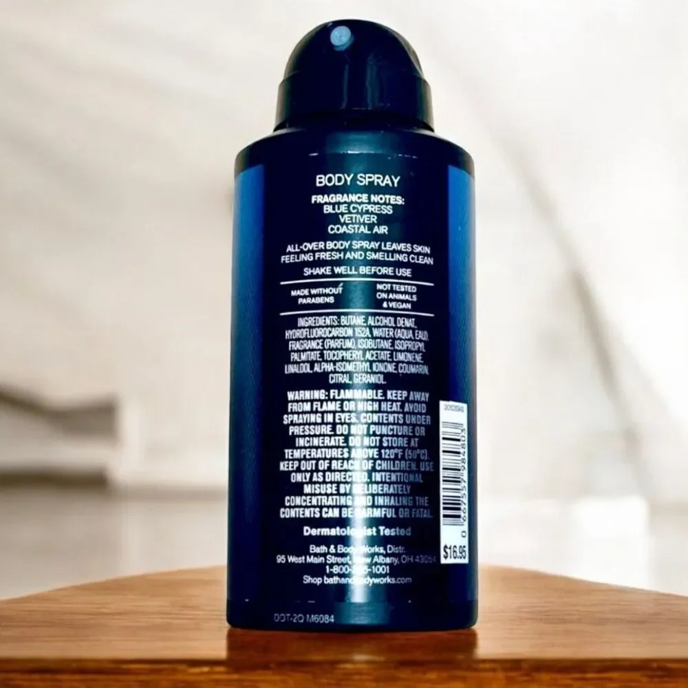Bath & Body Works Lot of 3 OCEAN Men’s Collection Body Spray Cypress Vetiver Air